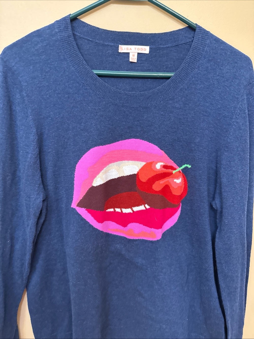 Lisa Todd Blue Crewneck Sweater 100% cotton - Picture 3 of 8